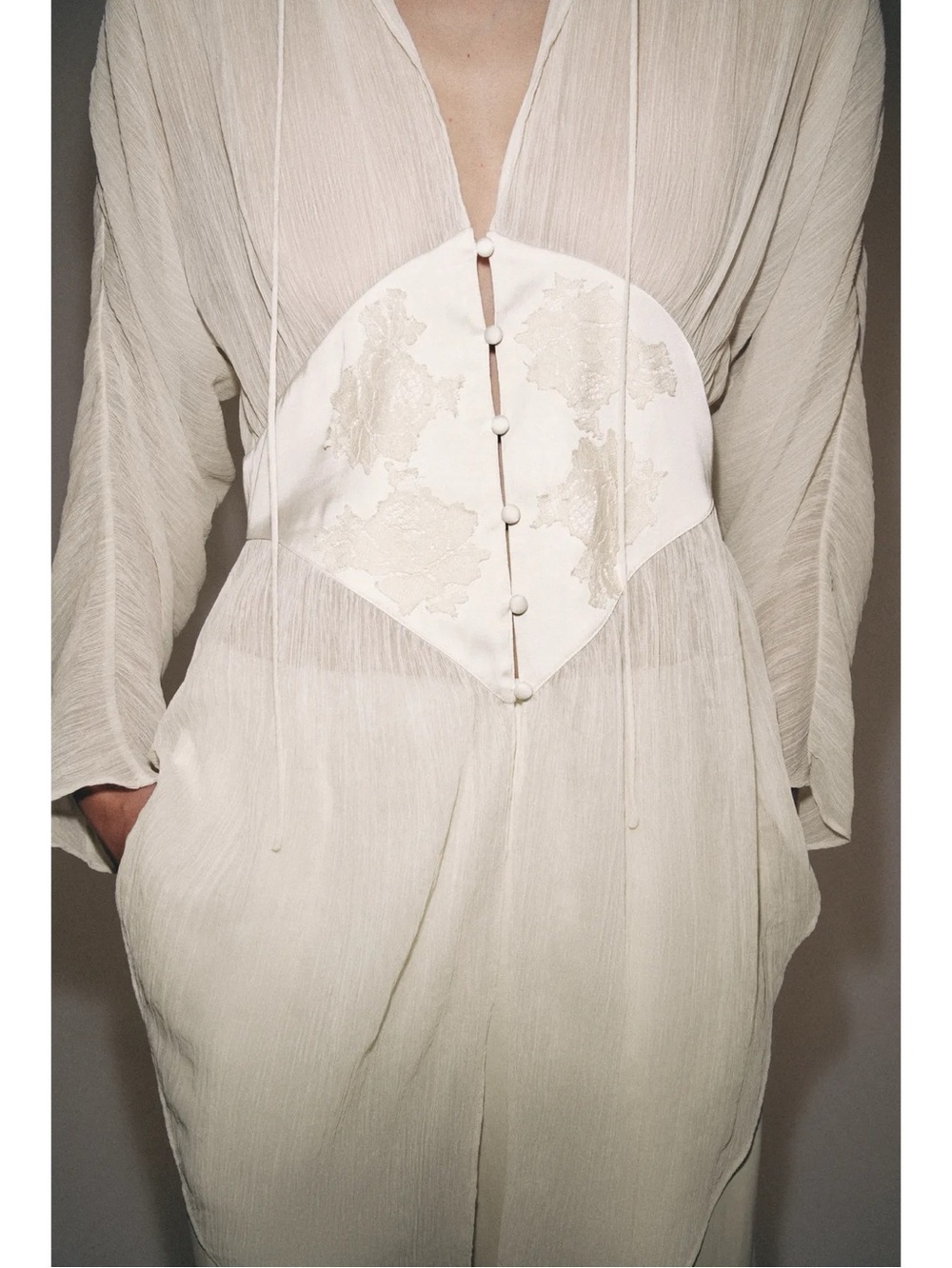Zara ZW COLLECTION GEORGETTE LACE BLOUSE